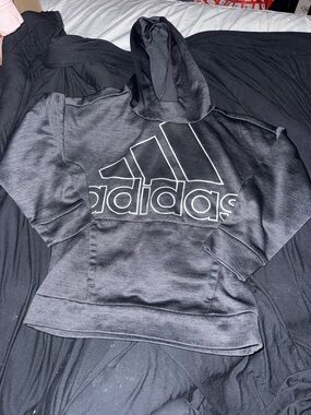 adidas Black Hoodie with White Outline Logo